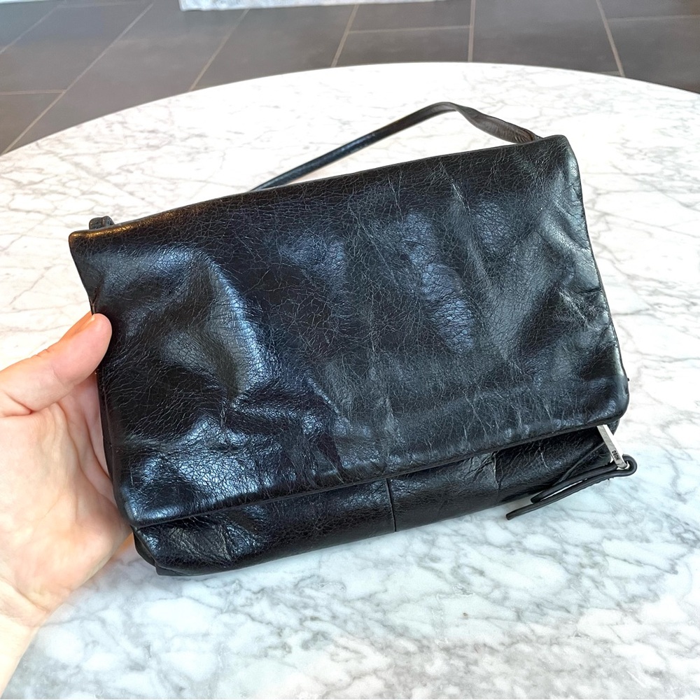 HOBO International Genuine Leather Crossbody Bag Shiny Patent Y2K Small Black - Picture 2 of 6